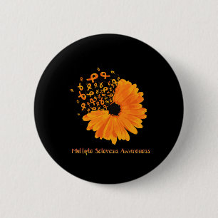 Sclerosis Awareness Ribbon Flower Ms Hope Fighter  Button
