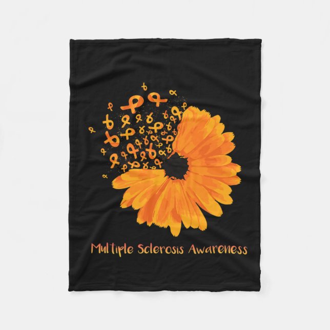 Sclerosis Awareness Ribbon Flower Ms Hope Fighter  Fleece Blanket (Front)