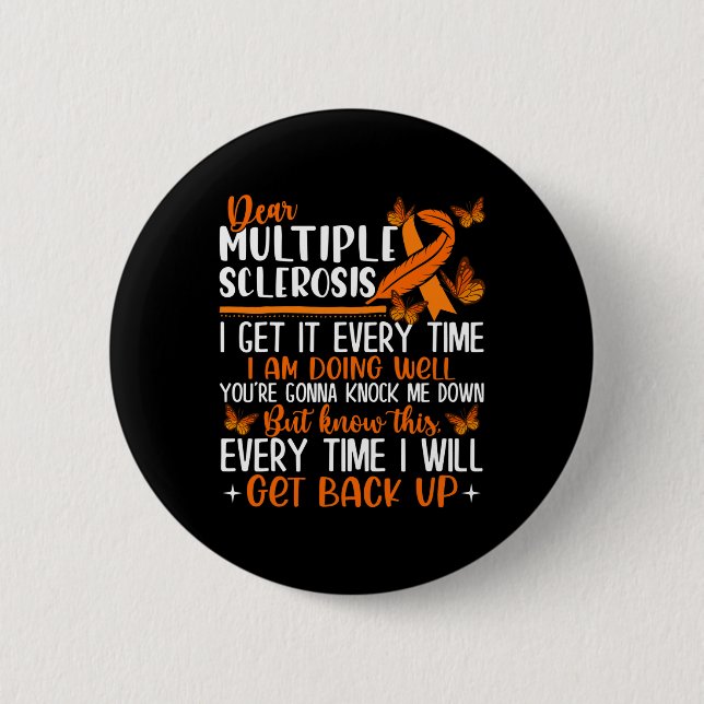 Sclerosis Butterfly Ribbon World Ms Day  Button (Front)