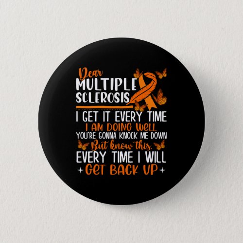 Sclerosis Butterfly Ribbon World Ms Day  Button