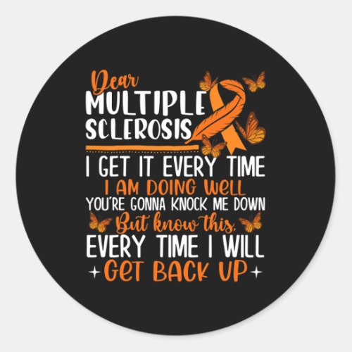 Sclerosis Butterfly Ribbon World Ms Day  Classic Round Sticker