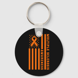 Sclerosis Ms Awareness Patriotic Usa American Flag Keychain