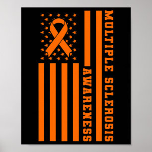 Sclerosis Ms Awareness Patriotic Usa American Flag Poster