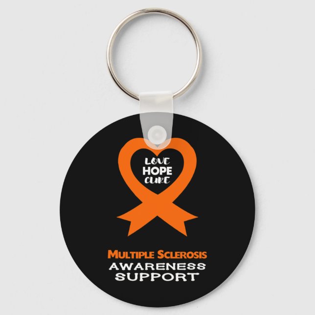 Sclerosis Orange Awareness Ribbon  Keychain (Front)