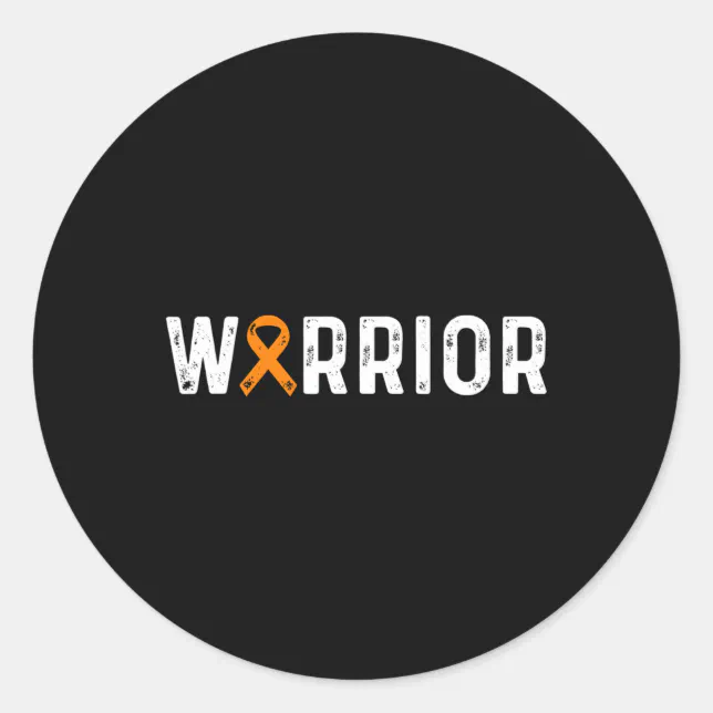 Sclerosis Warrior Awareness Ms Orange Ribbon Classic Round Sticker | Zazzle