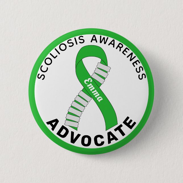 Scoliosis Awareness Advocate Ribbon White Button (Front)