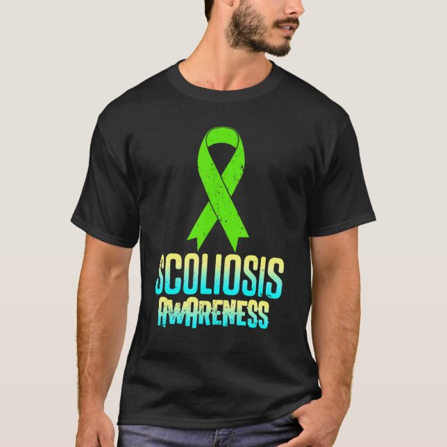 Scoliosis Awareness Aware Scoliotic Warrior Surviv T-Shirt (Front)