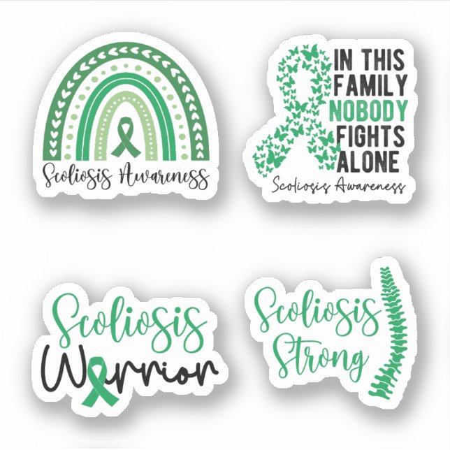 Scoliosis Awareness Ribbon, Scoliosis Awareness Sticker (Front)