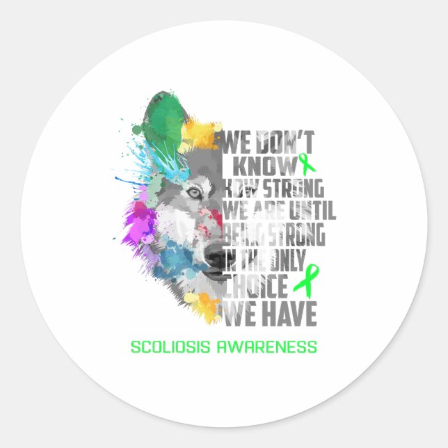 Scoliosis Awareness Ribbon Support Gifts Classic Round Sticker (Front)