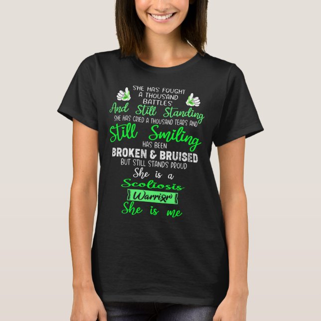 Scoliosis Awareness Ribbon Support Gifts T-Shirt (Front)