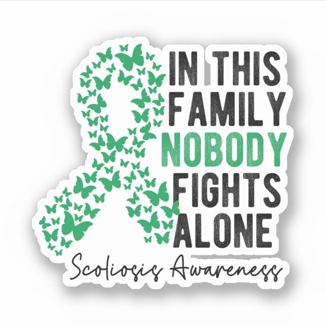 Scoliosis Awareness, Scoliosis Awareness Ribbon Sticker (Front)