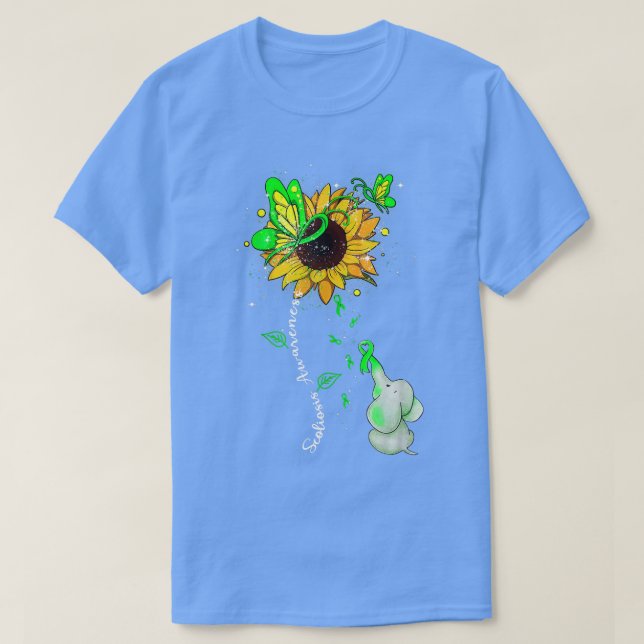 Scoliosis Awareness Sunflower Elephant Men Womens  T-Shirt (Design Front)