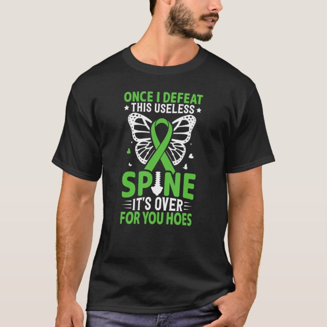 Scoliosis  Back Injury Butterfly Ribbon Awareness  T-Shirt (Front)