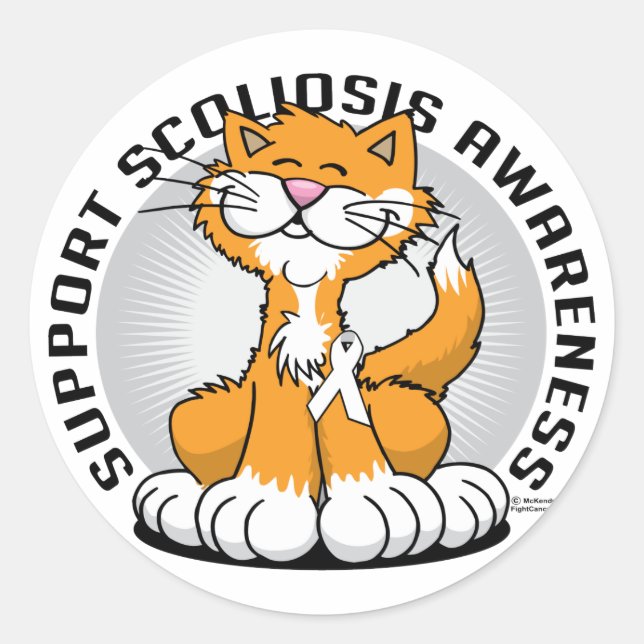 Scoliosis Cat Classic Round Sticker (Front)