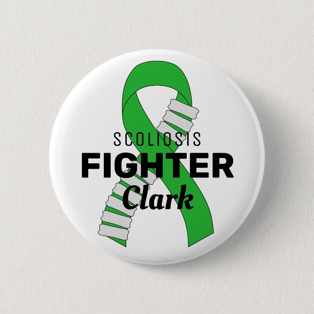 Scoliosis Fighter Ribbon White Button (Front)