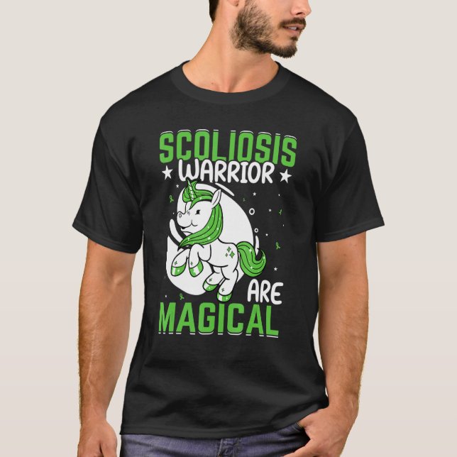 Scoliosis  Spinal Injury Unicorn  Scoliosis Awaren T-Shirt (Front)