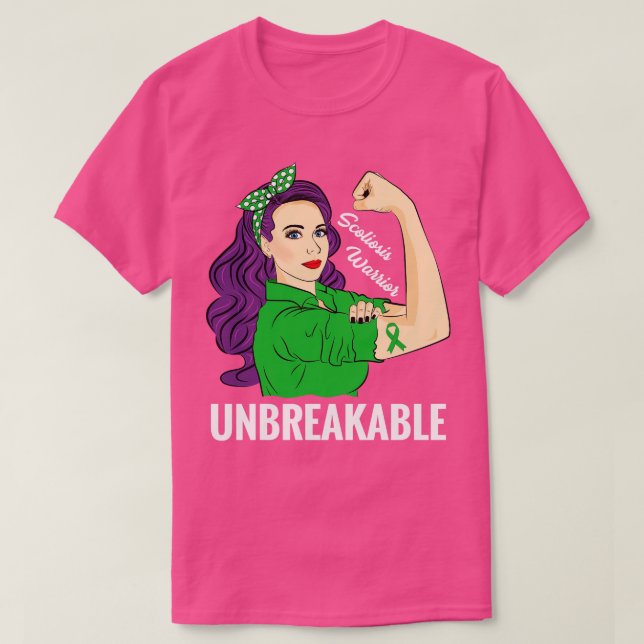 Scoliosis Warrior Unbreakable Spine Awareness T-Shirt (Design Front)