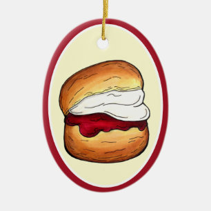 Scone Clotted Cream Jam Tea Shoppe British Food Ceramic Ornament