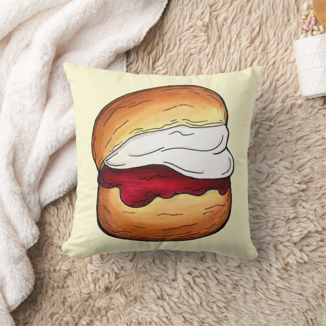 Scone Clotted Cream Jam Tea Shoppe British Food Throw Pillow (Blanket)
