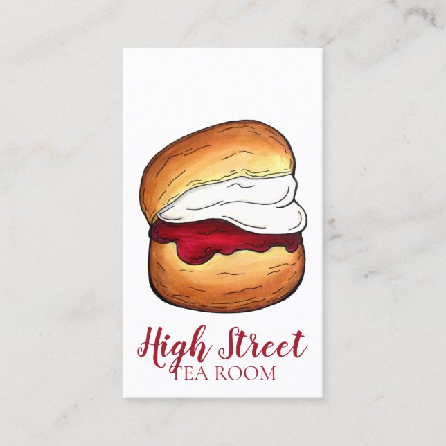 Scone Clotted Cream Jam Tea Shoppe Café Bakery Business Card (Front)