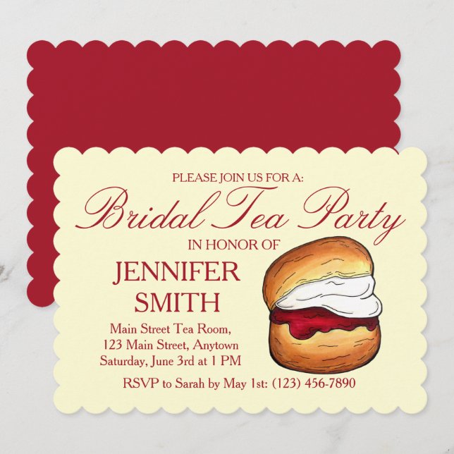 Scone Jam Cream Bridal Wedding Shower Tea Party Invitation (Front/Back)