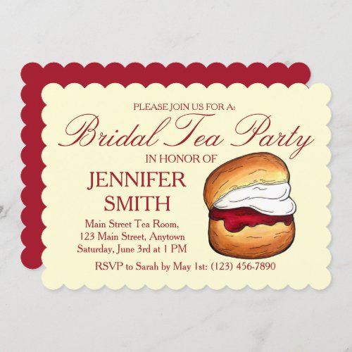 Scone Jam Cream Bridal Wedding Shower Tea Party Invitation
