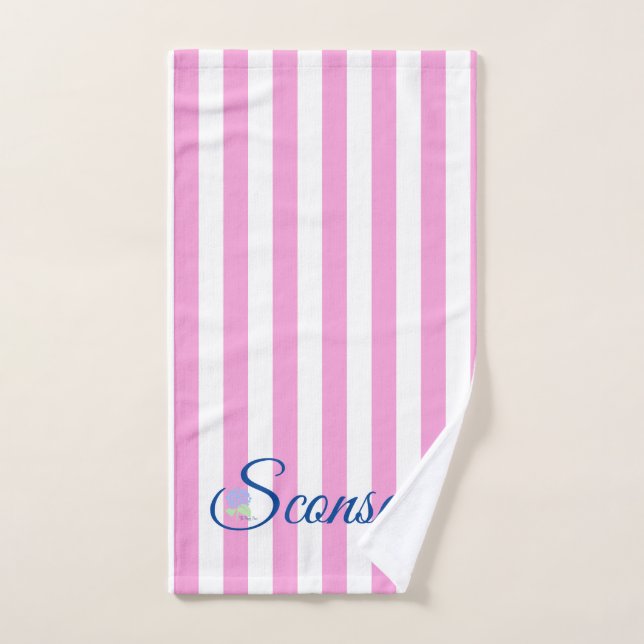Sconset/Nantucket hand towel pink stripe (Hand Towel)