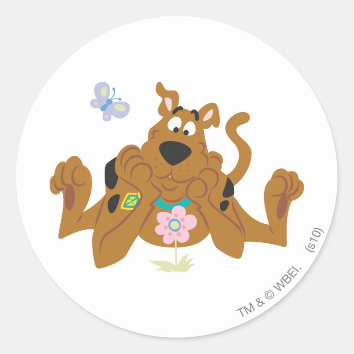 Scooby-Doo Admiring Flower Classic Round Sticker | Zazzle.com