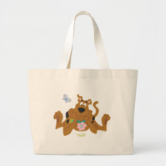 Scooby-Doo Admiring Flower Large Tote Bag