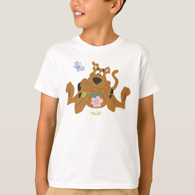 Scooby-Doo Admiring Flower T-Shirt (Front)