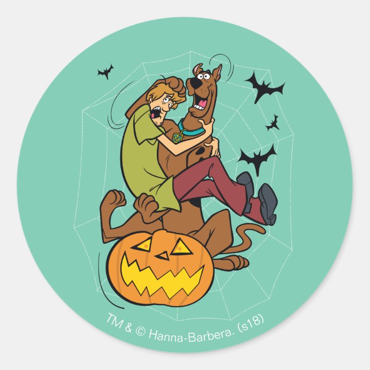 Scooby-Doo and Shaggy Halloween Fright Classic Round Sticker | Zazzle