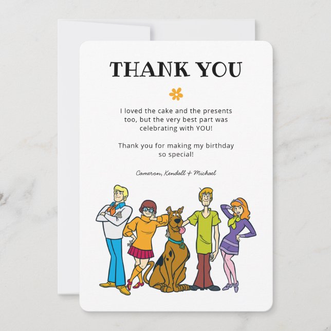 Scooby-Doo and the Gang Birthday Thank You Invitation (Front)