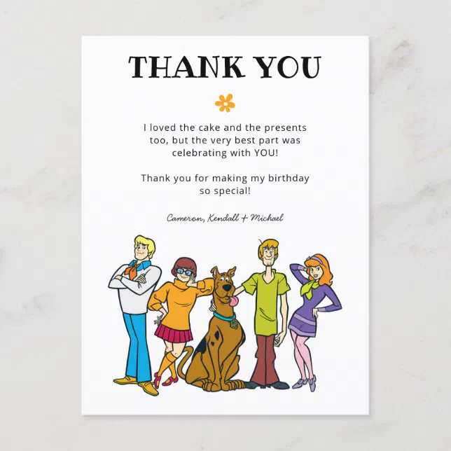 Scooby-Doo and the Gang Birthday Thank You Postcard | Zazzle