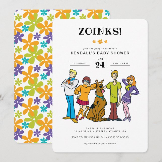 Scooby-Doo and the Gang Groovy Baby Shower Invitation (Front/Back)