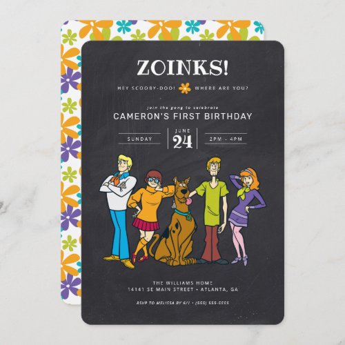 Scooby_Doo and the Gang Groovy Chalkboard Birthday Invitation