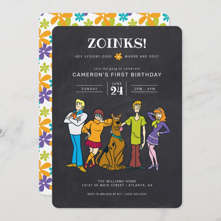 Scooby-Doo and the Gang Groovy Chalkboard Birthday Invitation