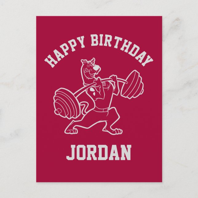 Scooby-Doo "Beachside Gymnasium" Weightlifting Postcard (Front)