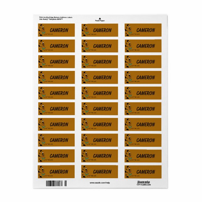 Scooby-Doo Camouflage Kids' Labels (Full Sheet)