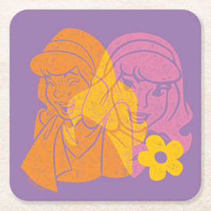 Scooby-Doo   Daphne Flower Portrait Square Paper Coaster