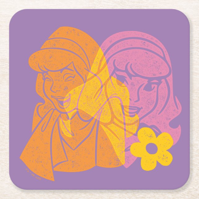 Scooby-Doo | Daphne Flower Portrait Square Paper Coaster (Front)