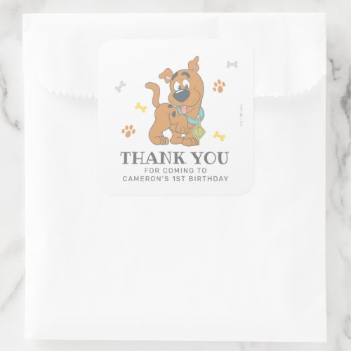 Scooby_Doo First Birthday Thank You Square Sticker