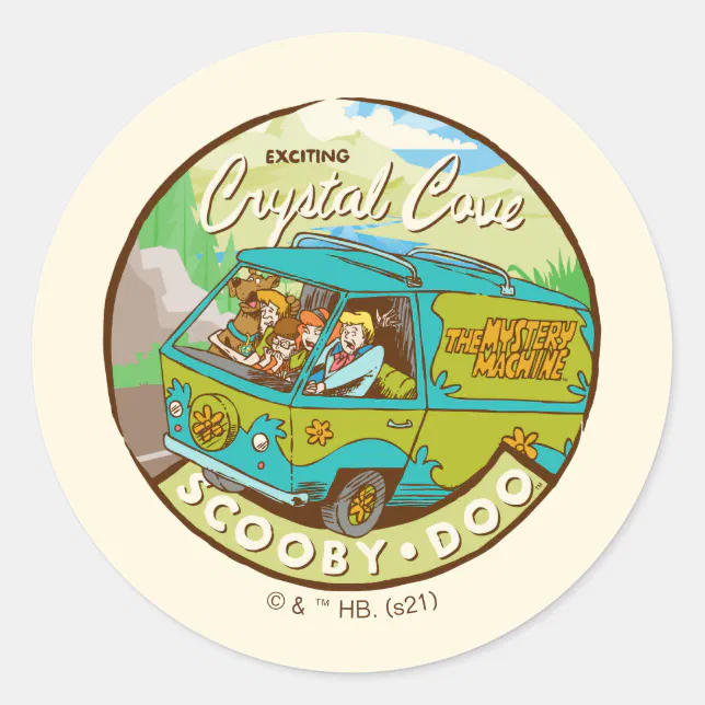 Scooby Doo Gang Driving Through Crystal Cove Classic Round Sticker Zazzle 1782