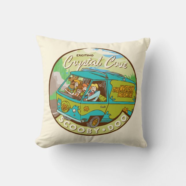 Scooby-Doo | Gang Driving Through "Crystal Cove" Throw Pillow (Front)