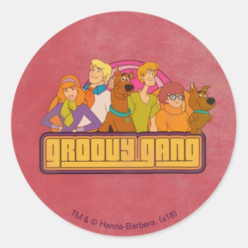 Scooby_Doo  Groovy Gang Retro Cartoon Graphic Classic Round Sticker