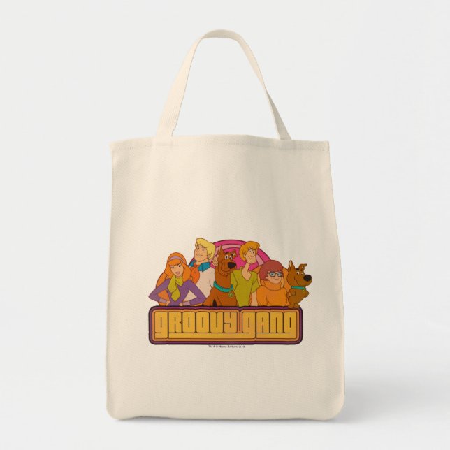 Scooby-Doo | "Groovy Gang" Retro Cartoon Graphic Tote Bag (Front)
