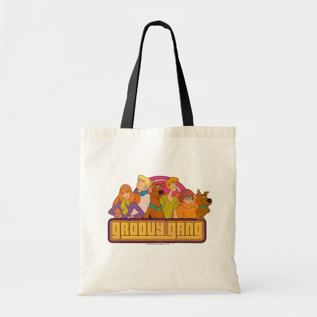 Scooby-Doo | "Groovy Gang" Retro Cartoon Graphic Tote Bag (Front)