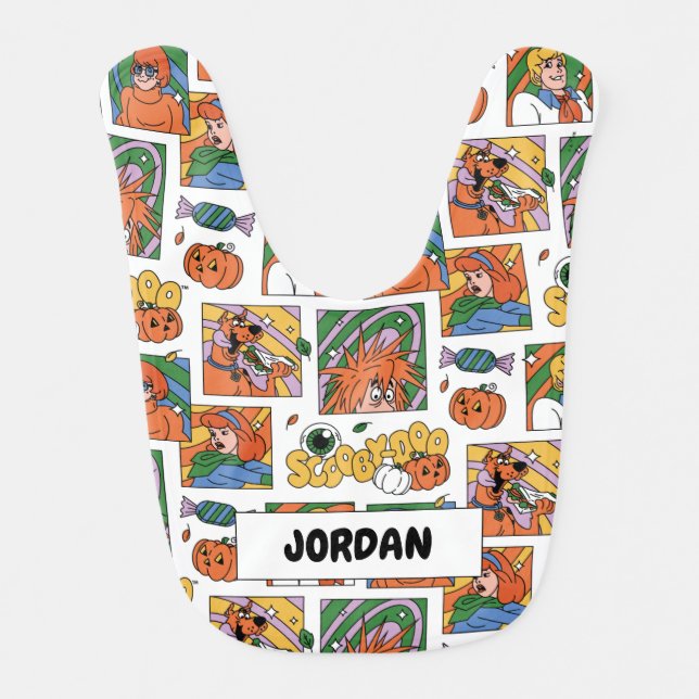 Scooby-Doo Halloween Photos Pattern Baby Bib (Front)