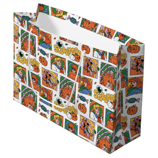 Scooby-Doo Halloween Photos Pattern Large Gift Bag (Front Angled)