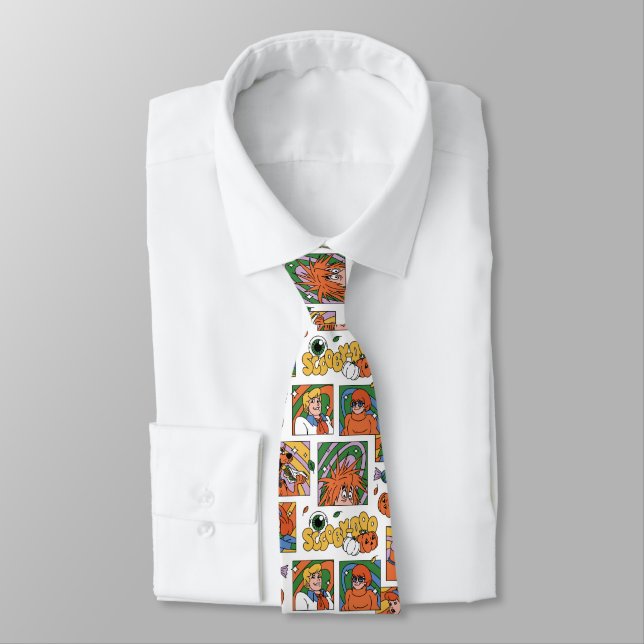 Scooby-Doo Halloween Photos Pattern Neck Tie (Tied)