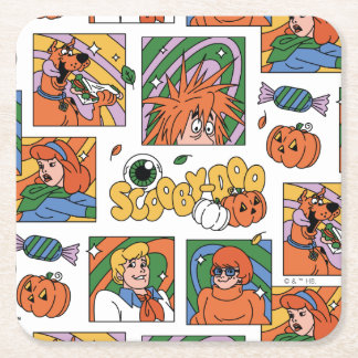 Scooby-Doo Halloween Photos Pattern Square Paper Coaster